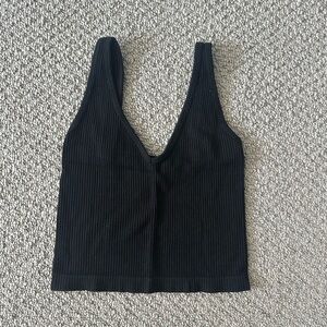 Free People Black Ribbed Women's Top